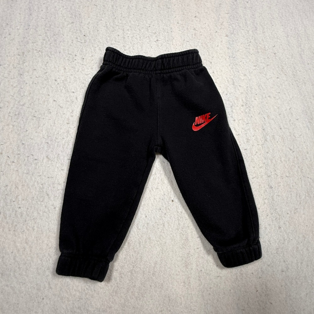 Nike Baby Boys Black Fleece Joggers Red Futura Logo Sweatpants 12M